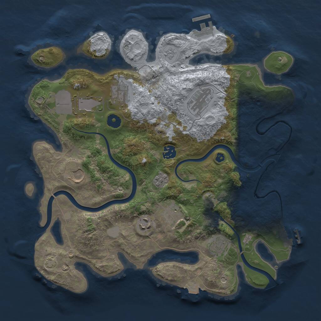 Rust Map: Procedural Map, Size: 3500, Seed: 777666, 15 Monuments