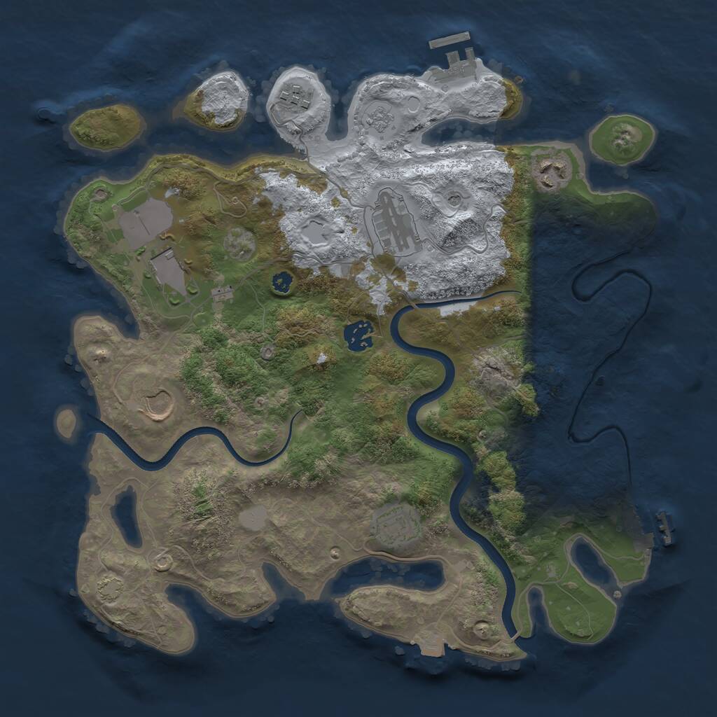 Rust Map: Procedural Map, Size: 3500, Seed: 777666, 13 Monuments