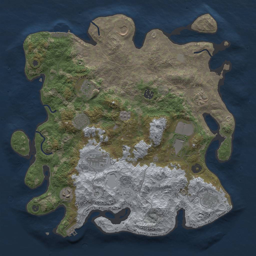 Rust Map: Procedural Map, Size: 3850, Seed: 67328512, 19 Monuments
