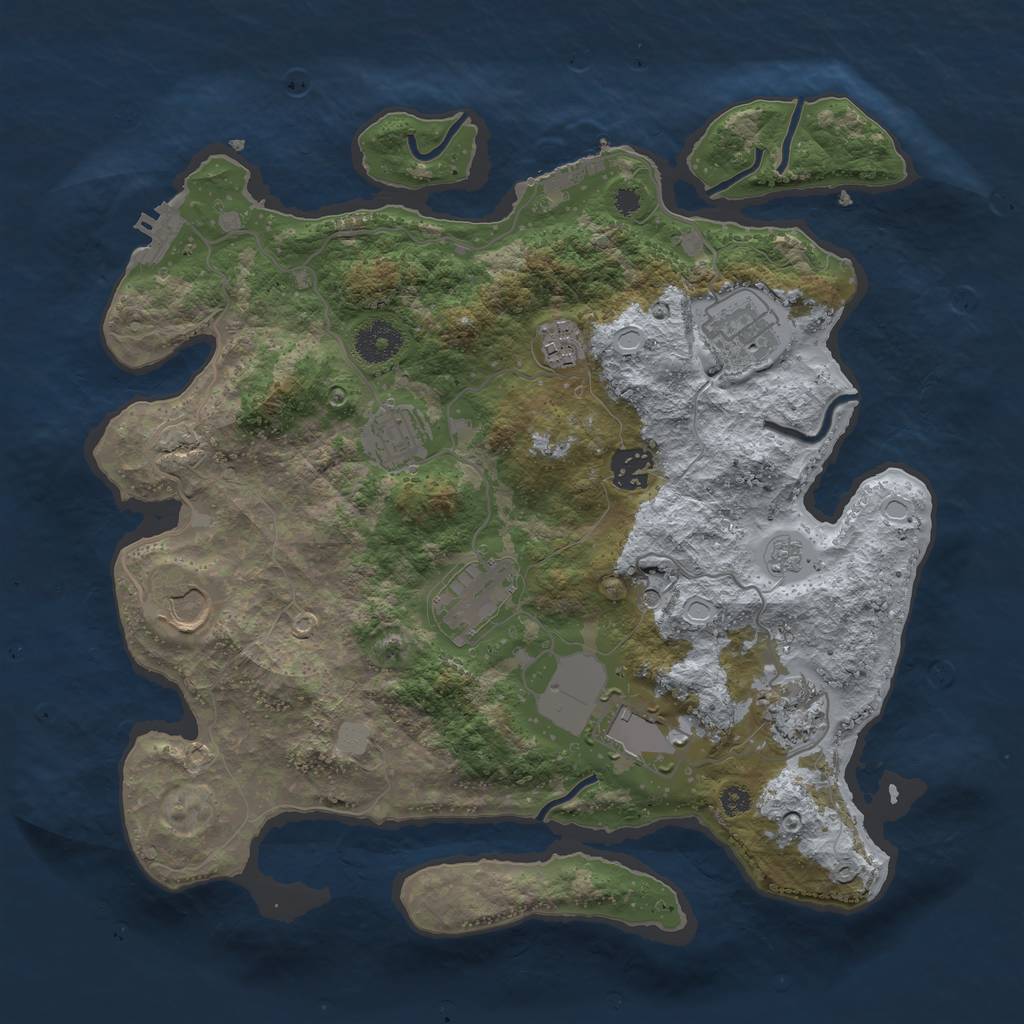 Rust Map: Procedural Map, Size: 3500, Seed: 91067340, 17 Monuments