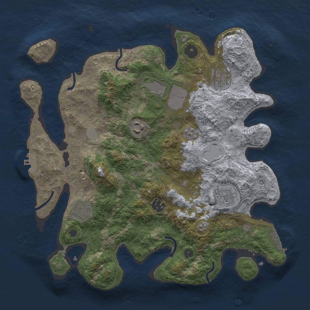 Rust Map: Procedural Map, Size: 3500, Seed: 35246, 16 Monuments