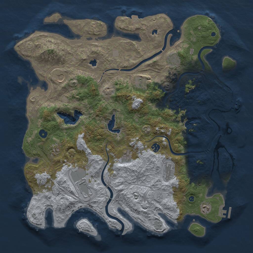 Rust Map: Procedural Map, Size: 4500, Seed: 473915, 16 Monuments