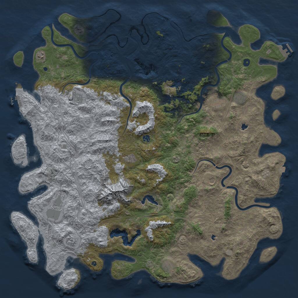Rust Map: Procedural Map, Size: 6000, Seed: 8625, 17 Monuments
