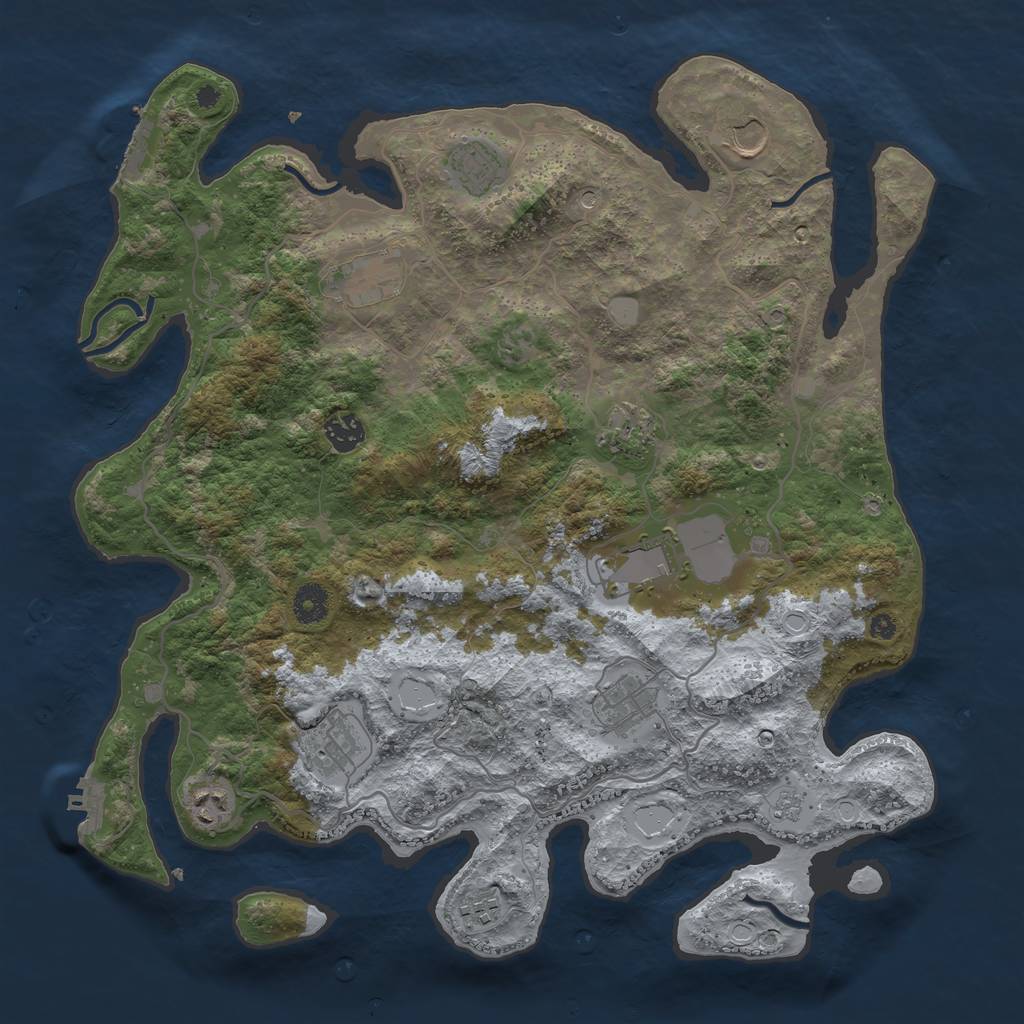 Rust Map: Procedural Map, Size: 4000, Seed: 412, 19 Monuments