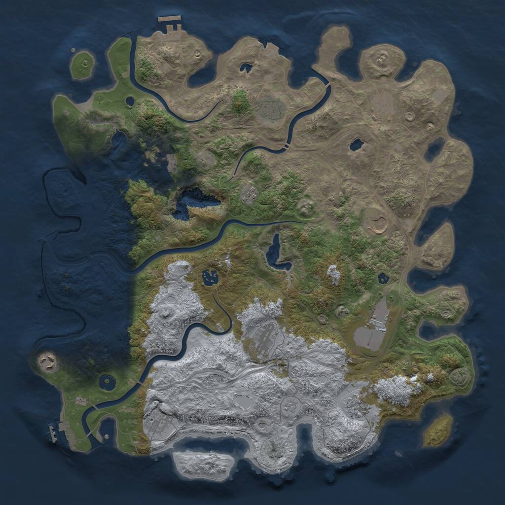 Rust Map: Procedural Map, Size: 4500, Seed: 190172995, 17 Monuments