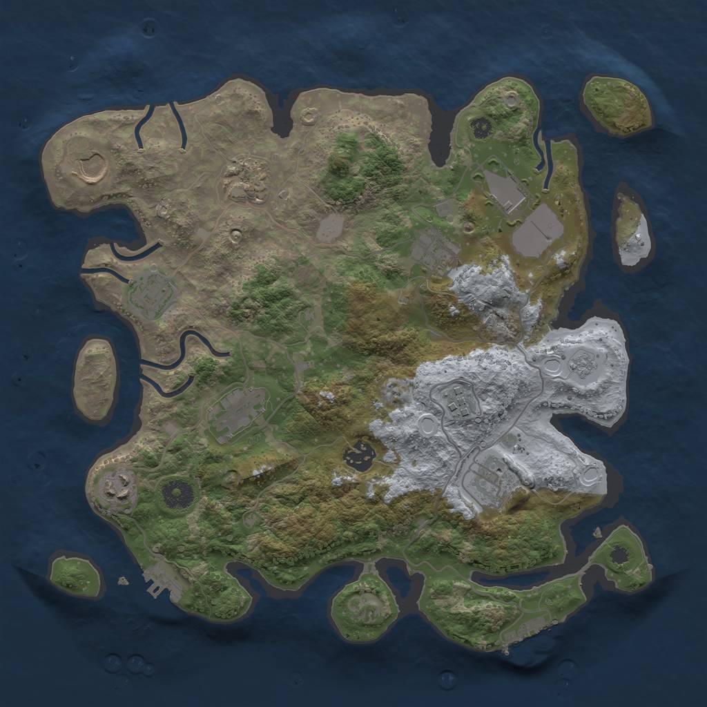 Rust Map: Procedural Map, Size: 3500, Seed: 1721392246, 18 Monuments