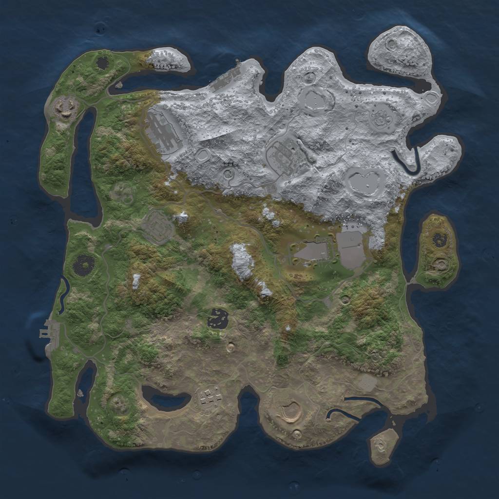 Rust Map: Procedural Map, Size: 3500, Seed: 2734962, 17 Monuments