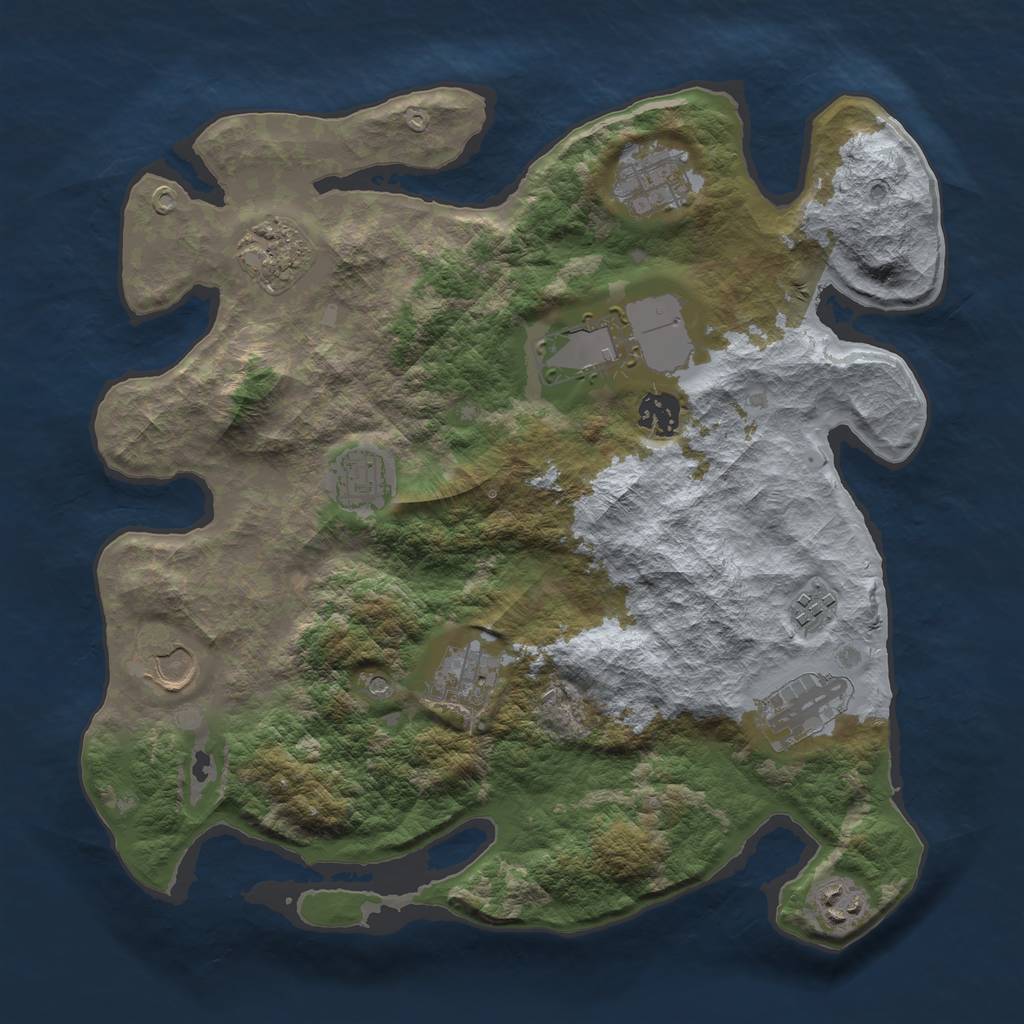 Rust Map: Barren, Size: 3500, Seed: 124253, 13 Monuments