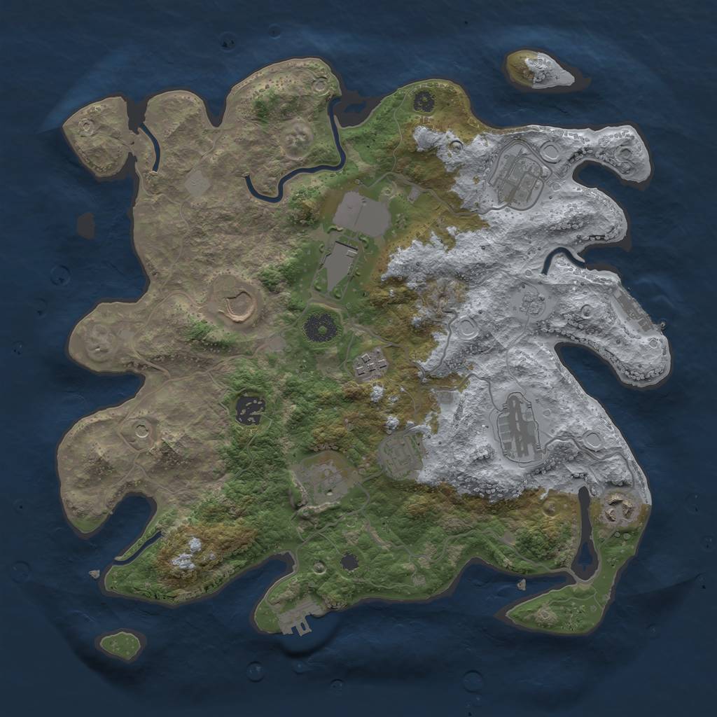 Rust Map: Procedural Map, Size: 3500, Seed: 27532708, 18 Monuments