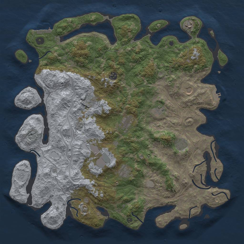 Rust Map: Procedural Map, Size: 4500, Seed: 951671613, 19 Monuments
