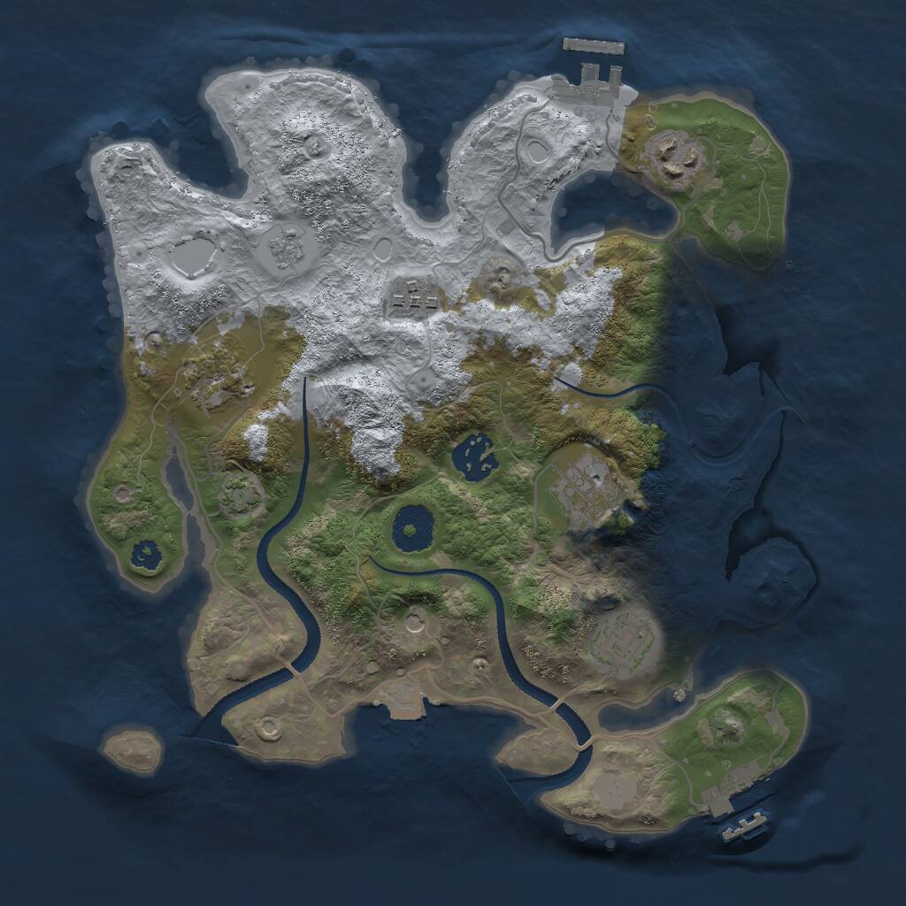 Rust Map: Procedural Map, Size: 3000, Seed: 2061490692, 12 Monuments