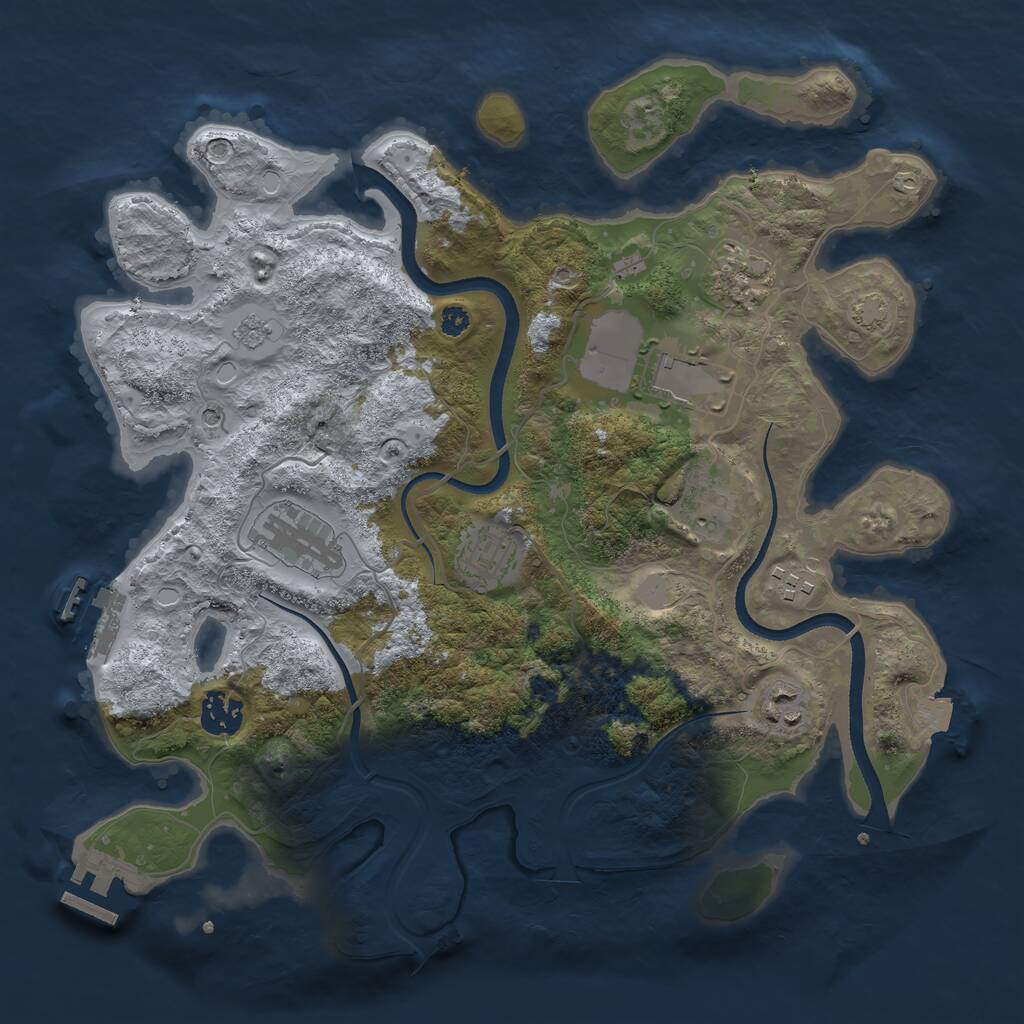 Rust Map: Procedural Map, Size: 3500, Seed: 43399627, 14 Monuments