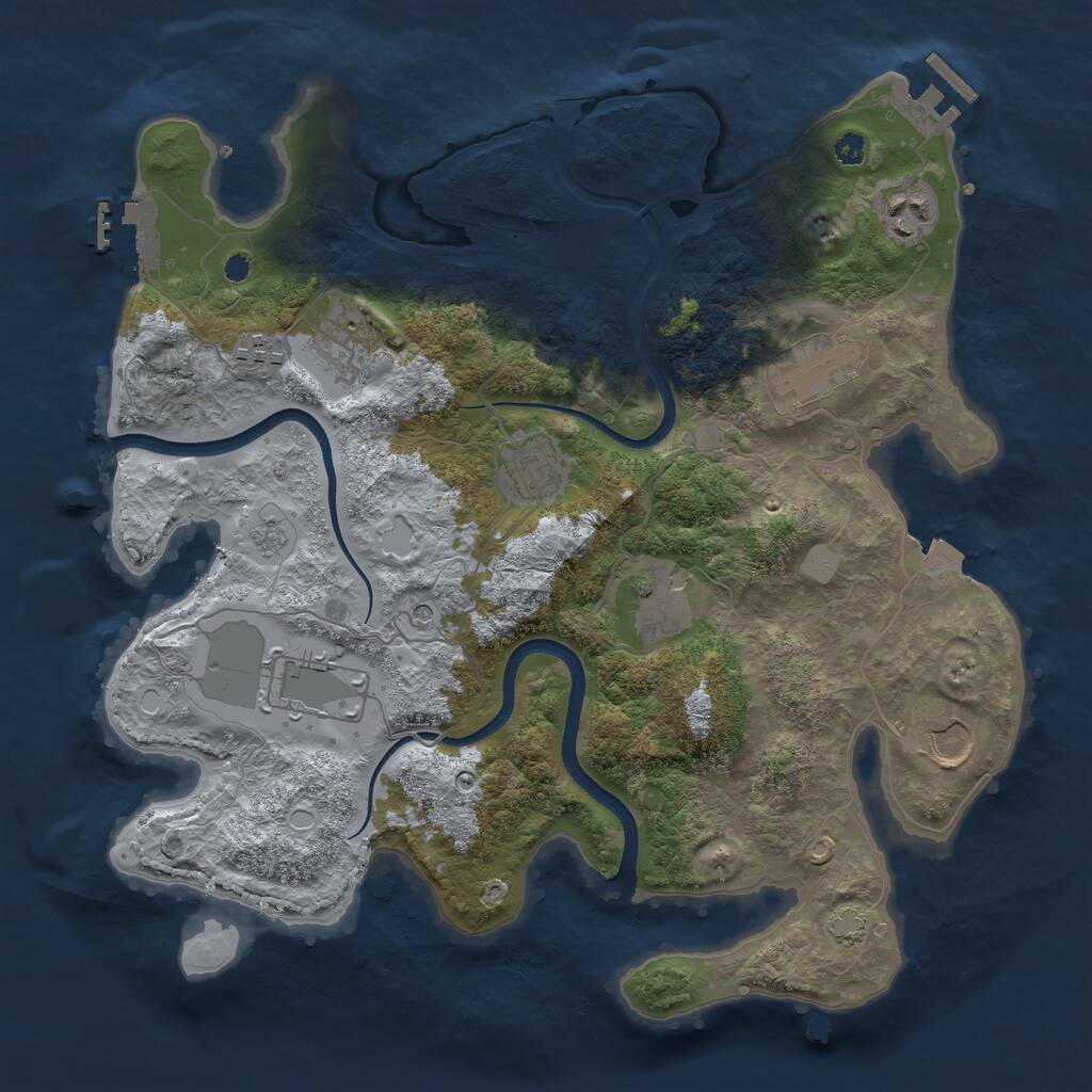 Rust Map: Procedural Map, Size: 3500, Seed: 1749578489, 14 Monuments