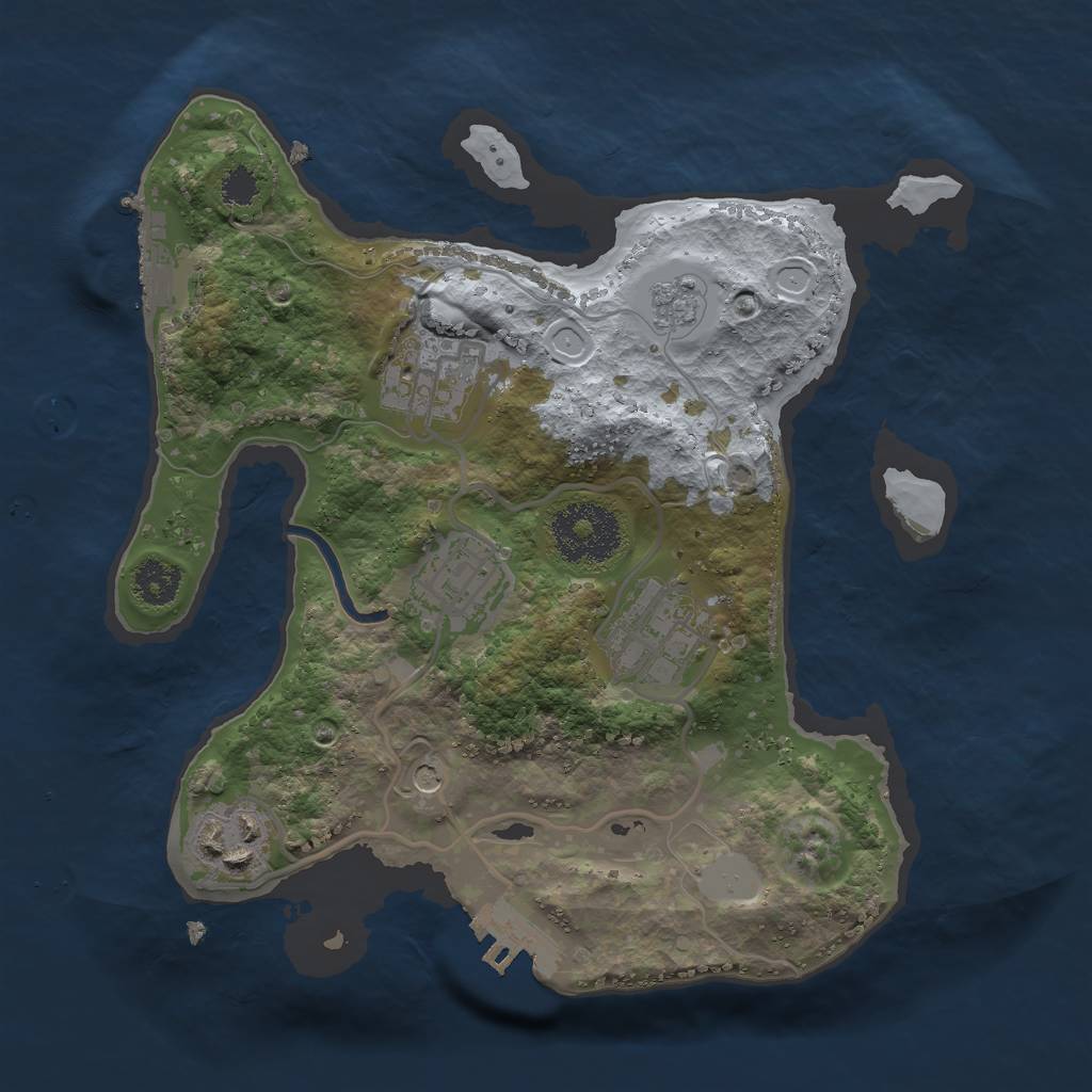 Rust Map: Procedural Map, Size: 2500, Seed: 94102451, 13 Monuments