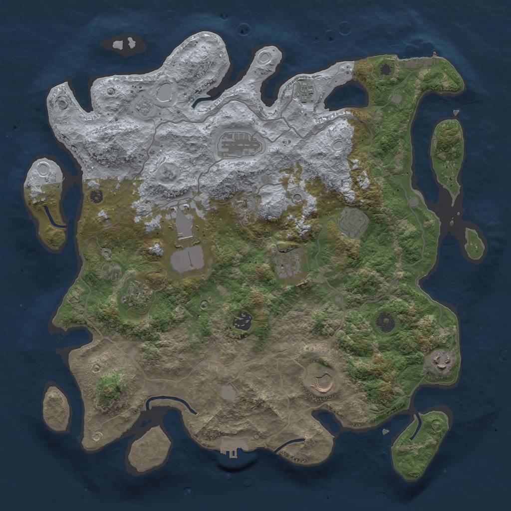 Rust Map: Procedural Map, Size: 4000, Seed: 1450259971, 18 Monuments