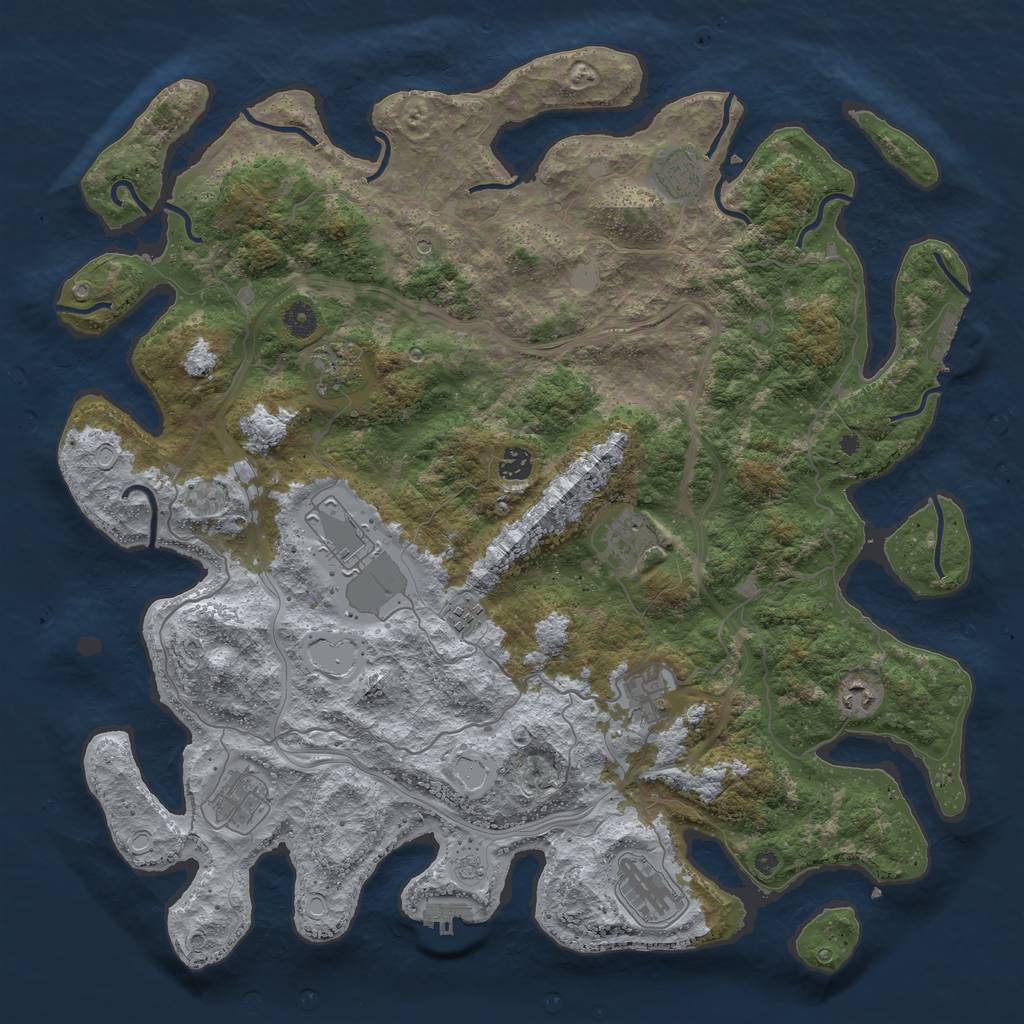 Rust Map: Procedural Map, Size: 4500, Seed: 640903208, 19 Monuments