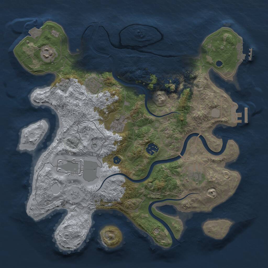 Rust Map: Procedural Map, Size: 3500, Seed: 72689233, 13 Monuments