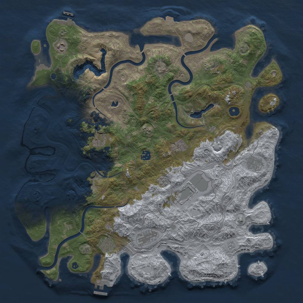 Rust Map: Procedural Map, Size: 4500, Seed: 829618862, 16 Monuments