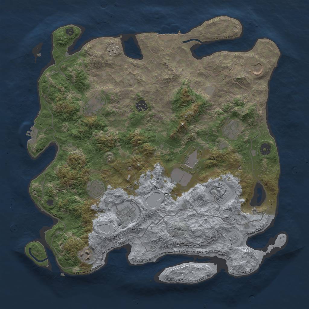 Rust Map: Procedural Map, Size: 4000, Seed: 416223225, 19 Monuments