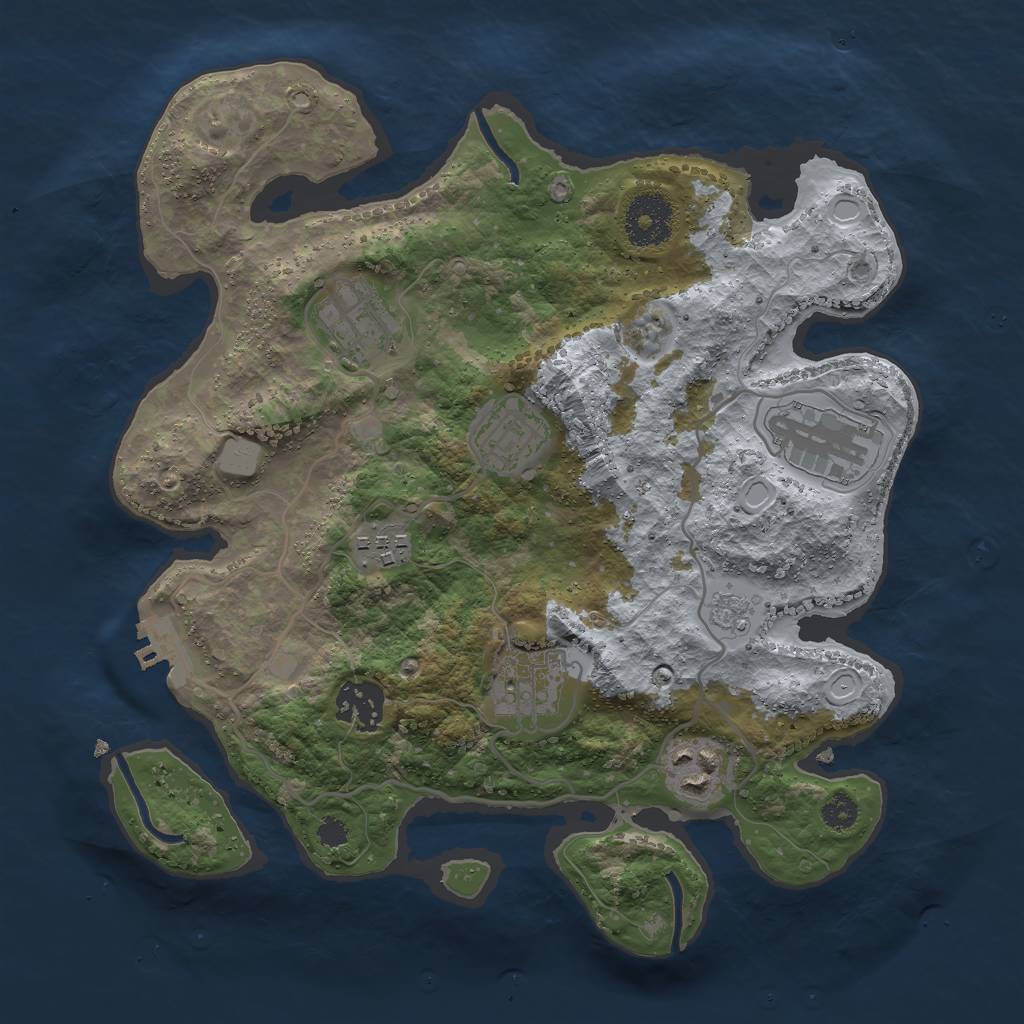 Rust Map: Procedural Map, Size: 3000, Seed: 110435266, 14 Monuments
