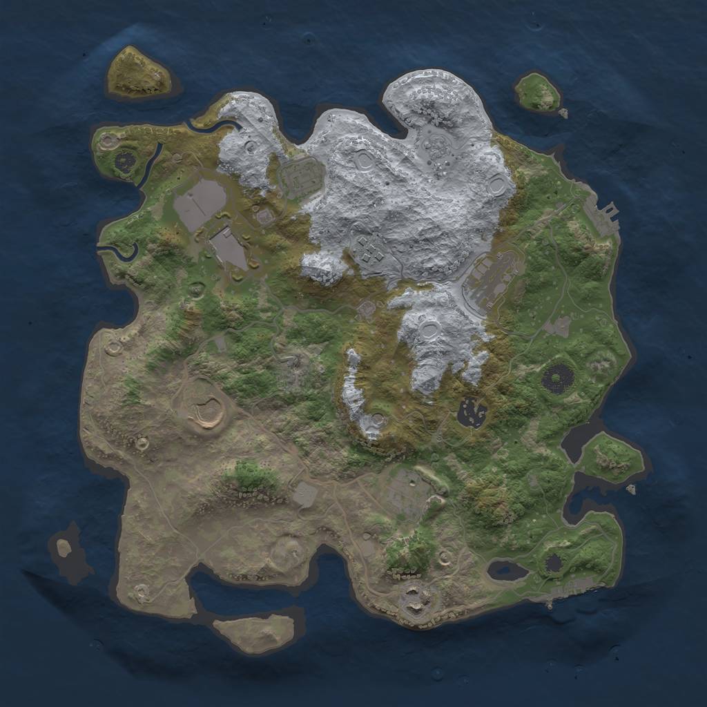 Rust Map: Procedural Map, Size: 3500, Seed: 74413542, 17 Monuments