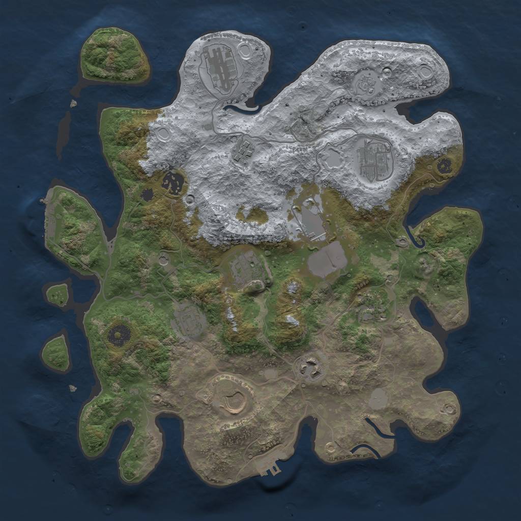 Rust Map: Procedural Map, Size: 3500, Seed: 46297134, 19 Monuments