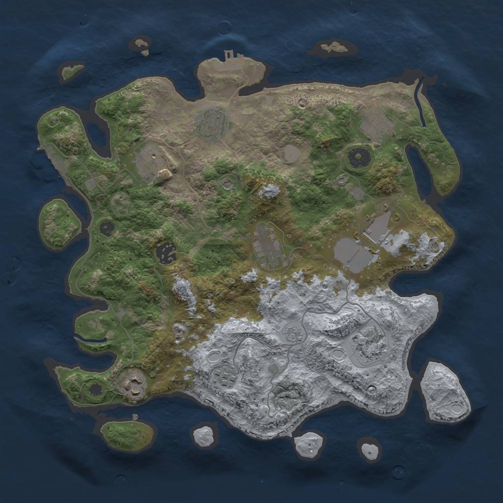 Rust Map: Procedural Map, Size: 3500, Seed: 468934, 18 Monuments