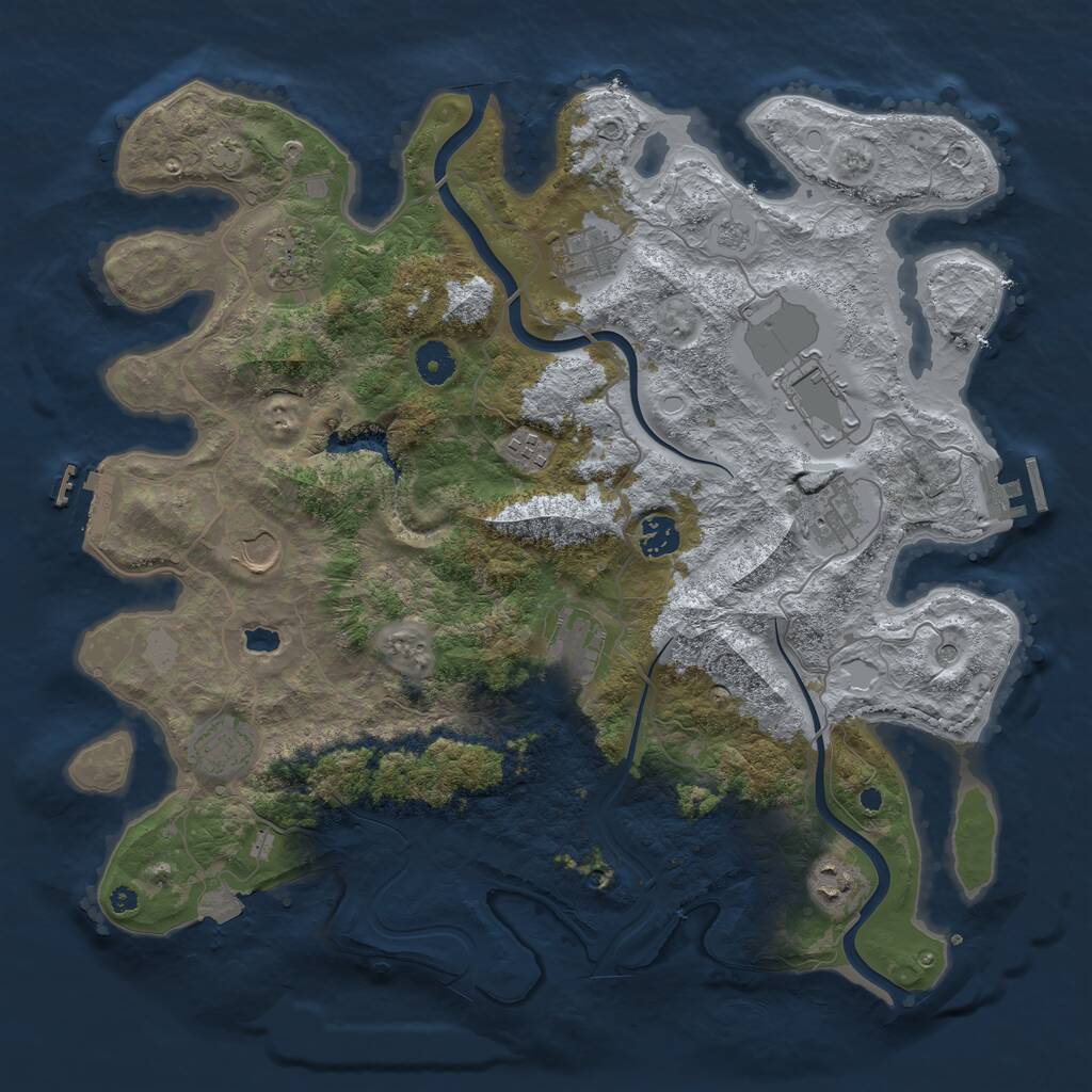 Rust Map: Procedural Map, Size: 4000, Seed: 1725806342, 16 Monuments