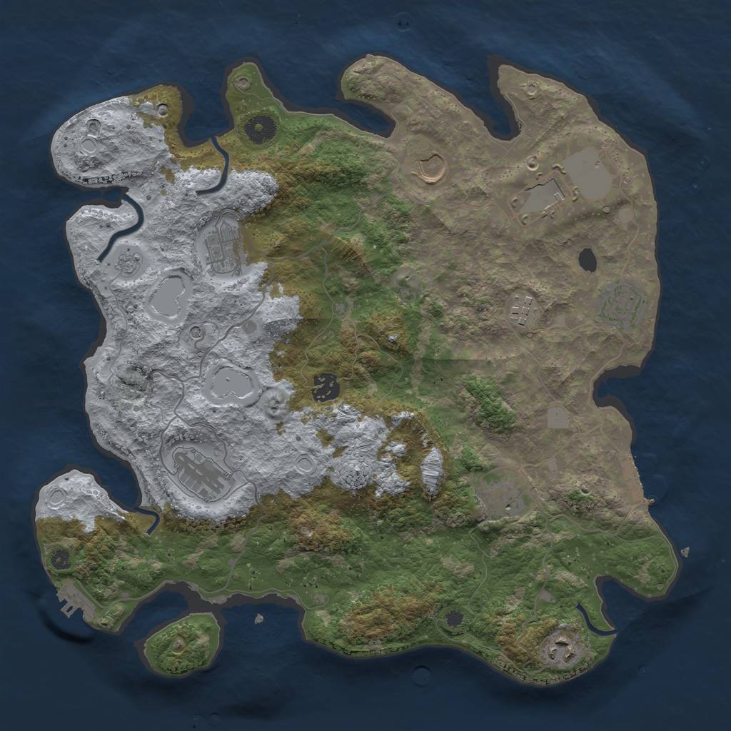 Rust Map: Procedural Map, Size: 3750, Seed: 2342454, 18 Monuments