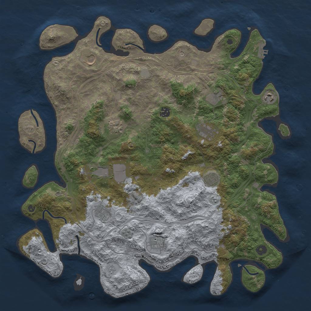 Rust Map: Procedural Map, Size: 4500, Seed: 2458, 19 Monuments
