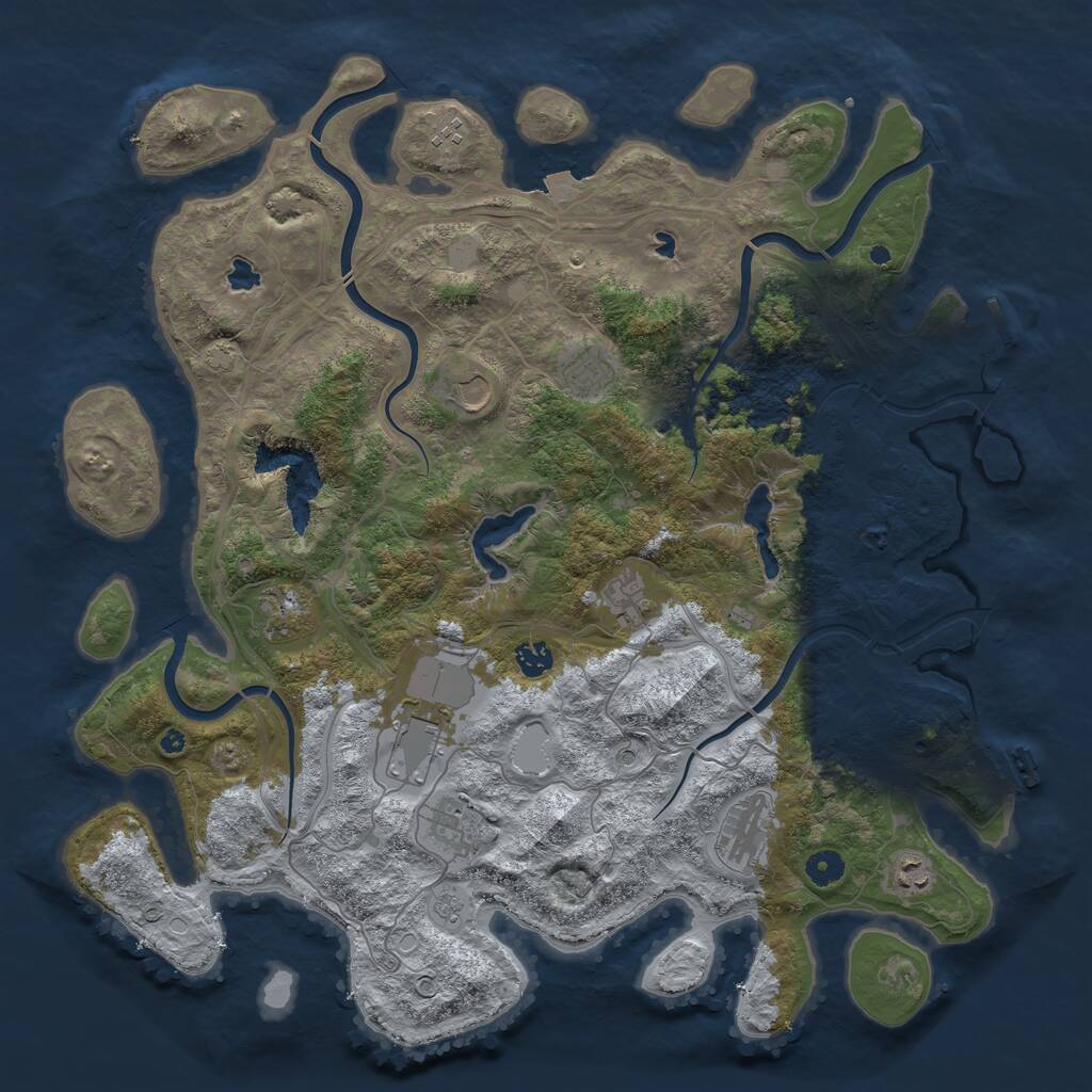 Rust Map: Procedural Map, Size: 4500, Seed: 2458, 16 Monuments