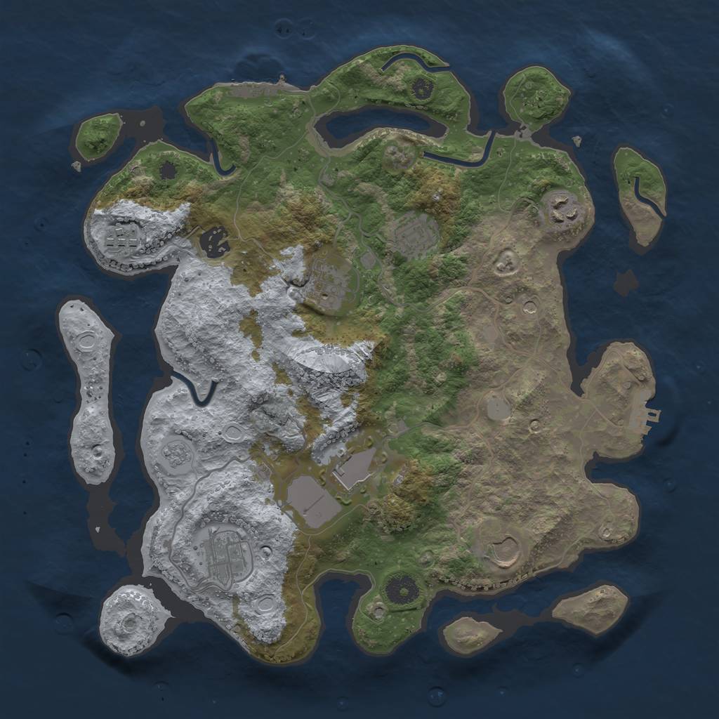 Rust Map: Procedural Map, Size: 3500, Seed: 96821, 17 Monuments