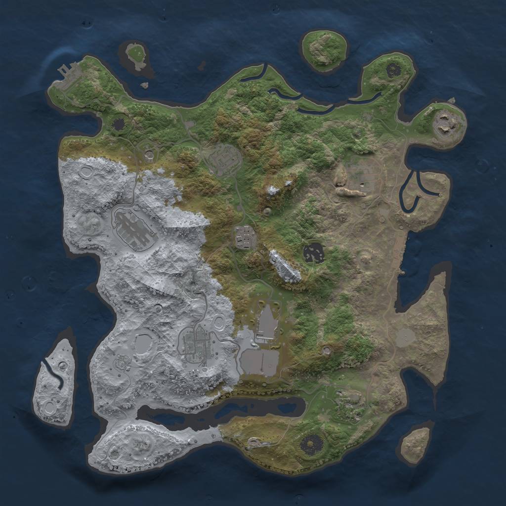 Rust Map: Procedural Map, Size: 3500, Seed: 61066691, 18 Monuments