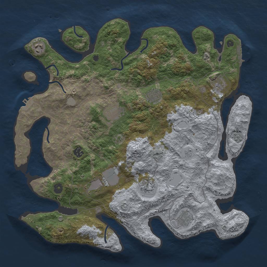 Rust Map: Procedural Map, Size: 4000, Seed: 98813500, 18 Monuments