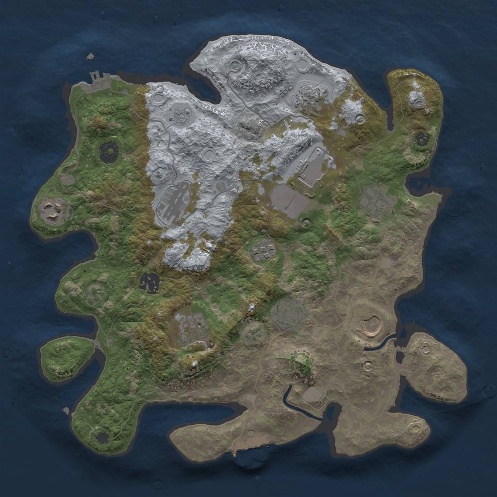 Rust Map: Procedural Map, Size: 3500, Seed: 2057401206, 19 Monuments
