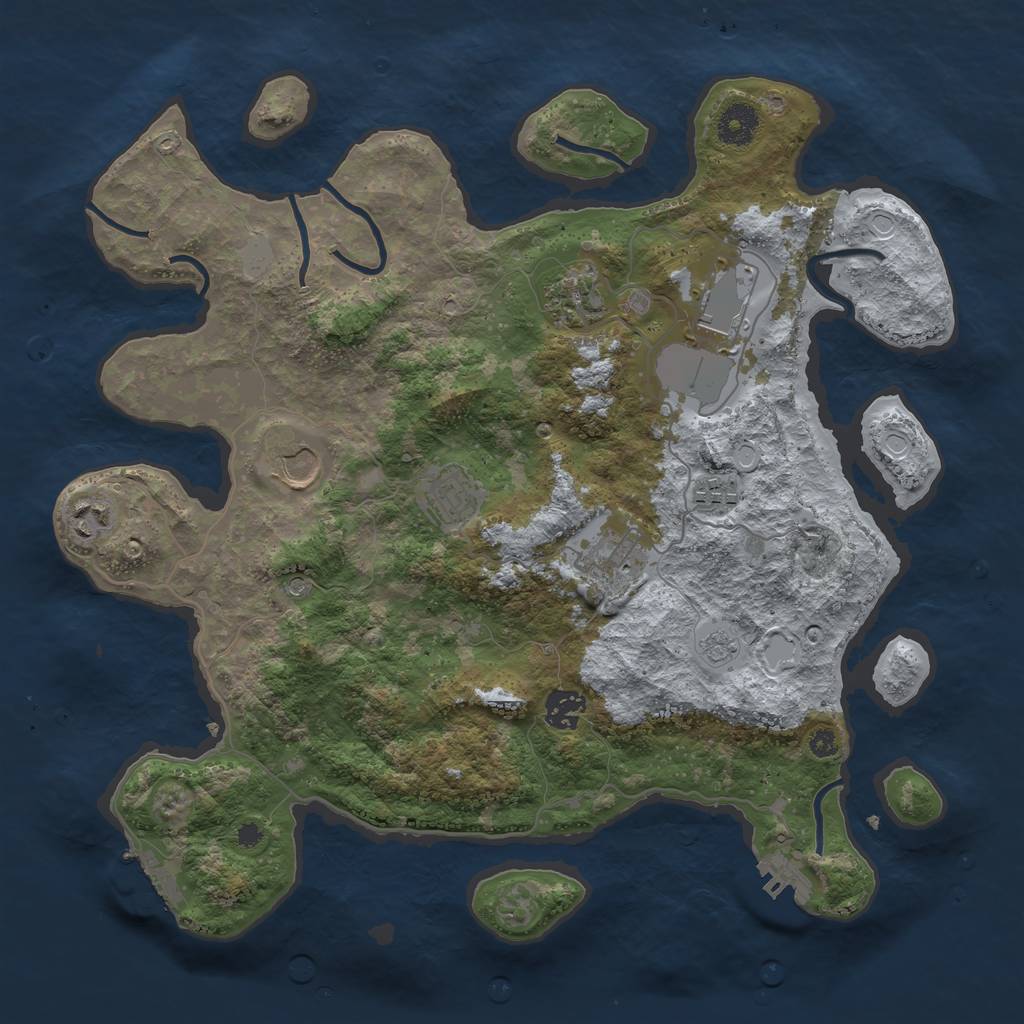 Rust Map: Procedural Map, Size: 3700, Seed: 183442187, 17 Monuments