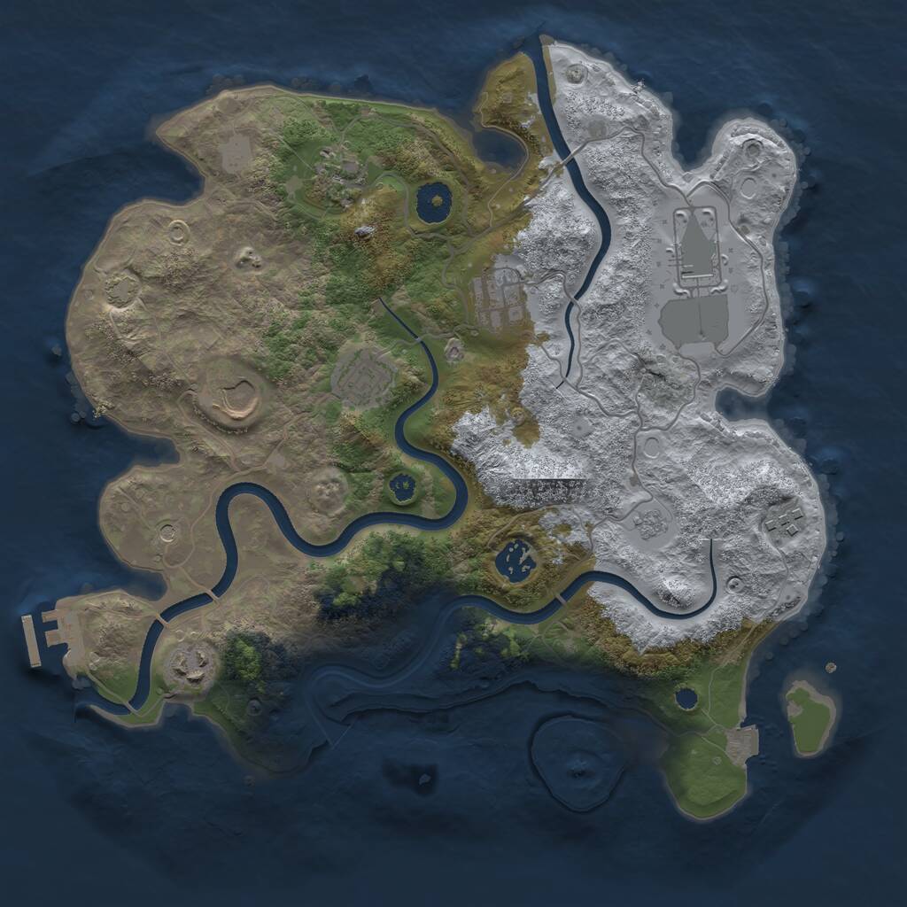 Rust Map: Procedural Map, Size: 3500, Seed: 814244612, 13 Monuments