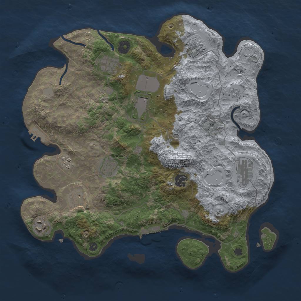 Rust Map: Procedural Map, Size: 3500, Seed: 814244612, 18 Monuments