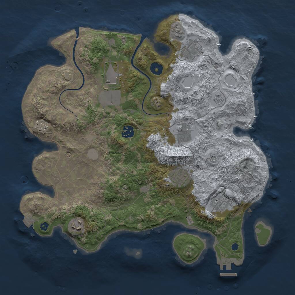 Rust Map: Procedural Map, Size: 3500, Seed: 814244612, 13 Monuments