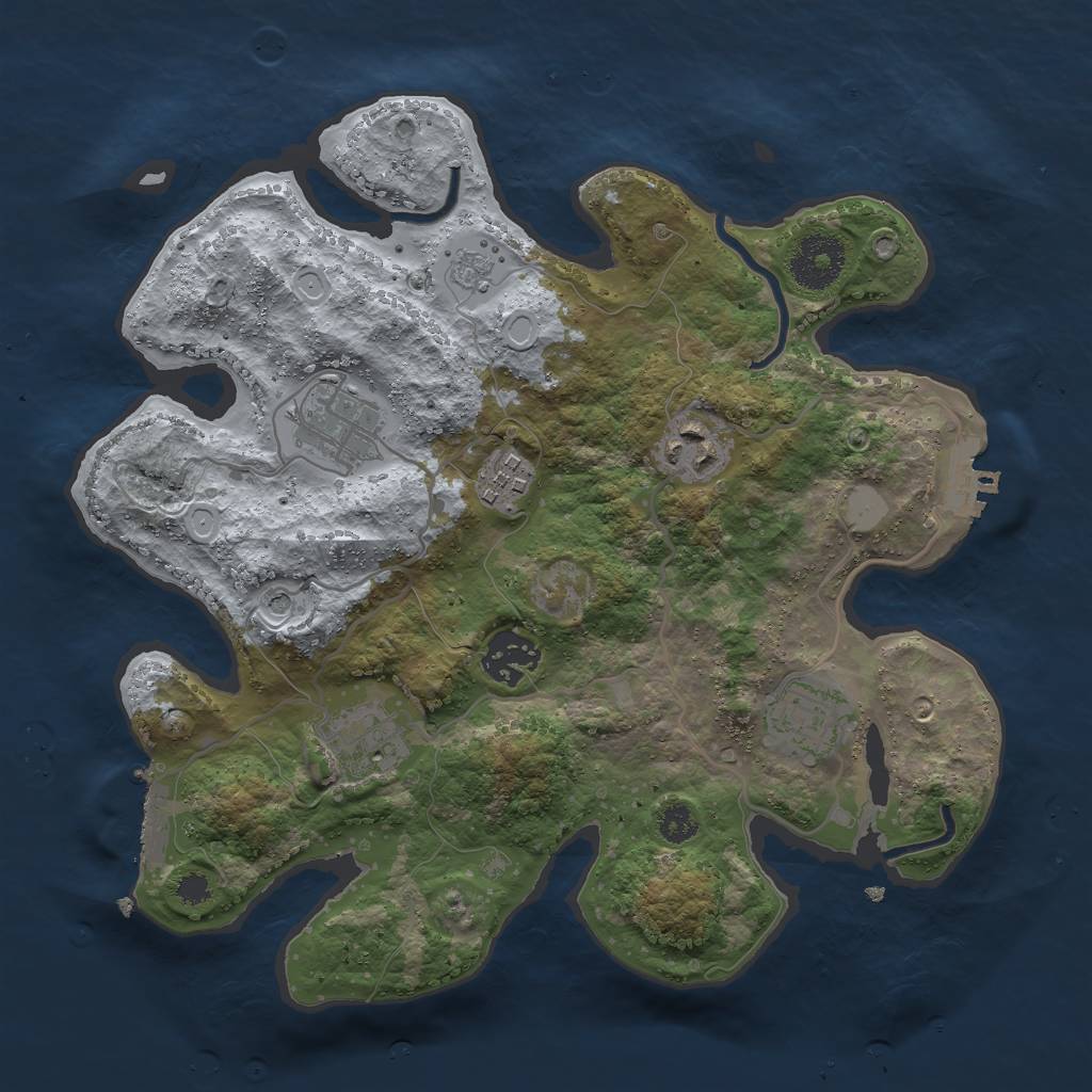 Rust Map: Procedural Map, Size: 3000, Seed: 1227382297, 15 Monuments