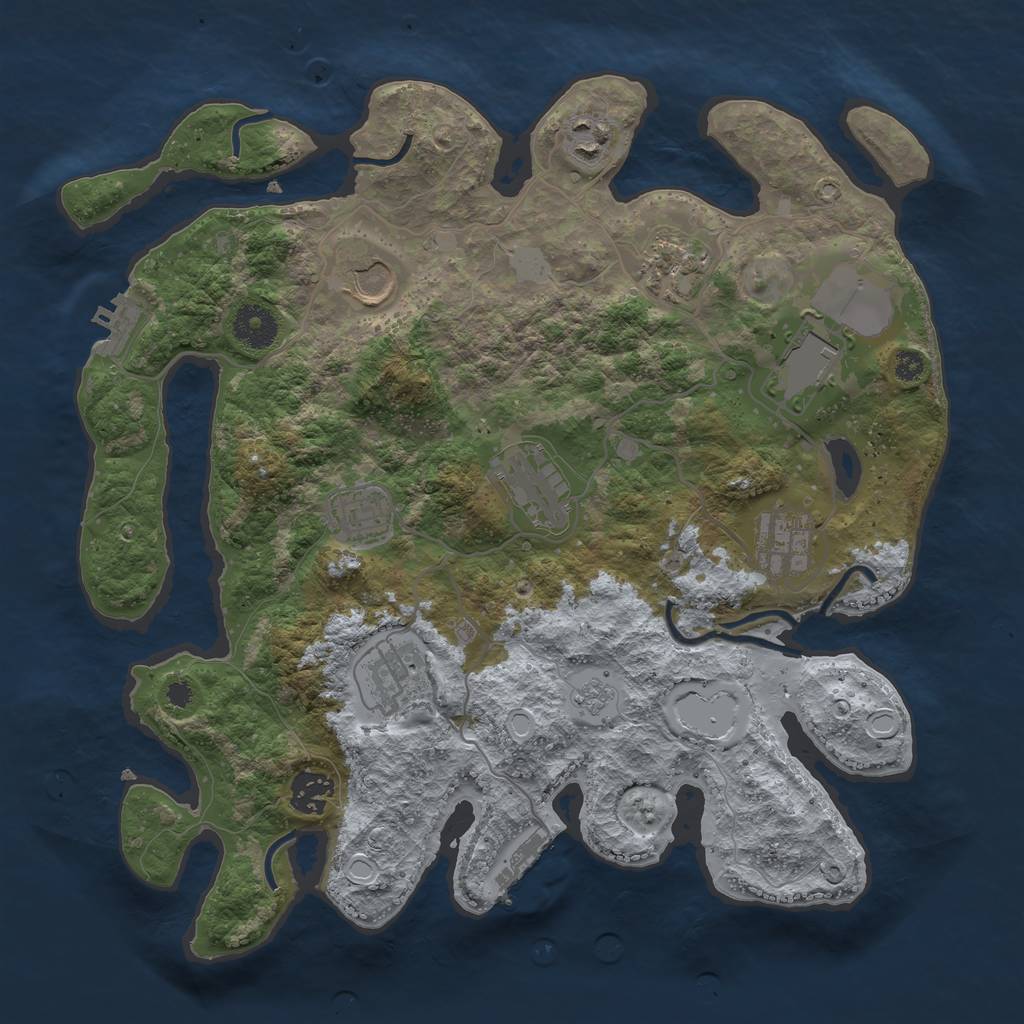 Rust Map: Procedural Map, Size: 3500, Seed: 15112266, 17 Monuments