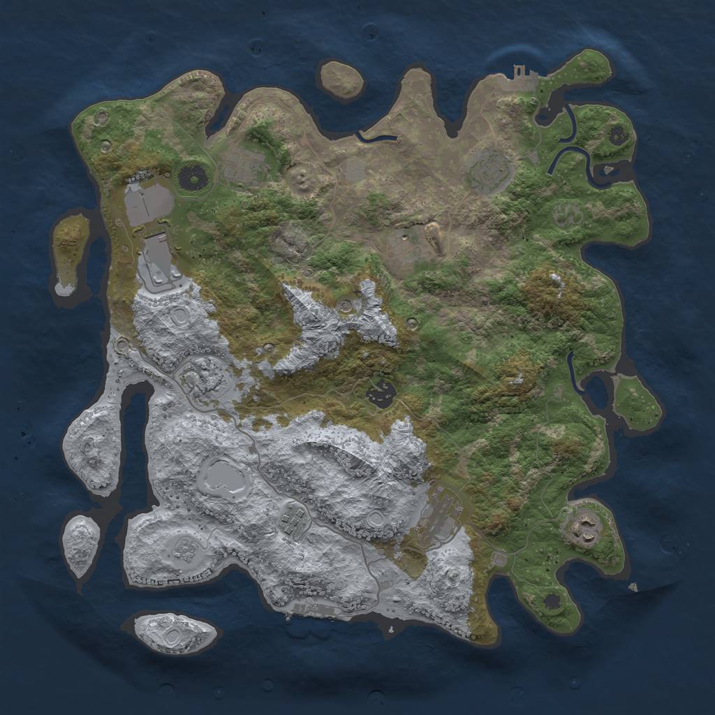 Rust Map: Procedural Map, Size: 3850, Seed: 61132282, 18 Monuments