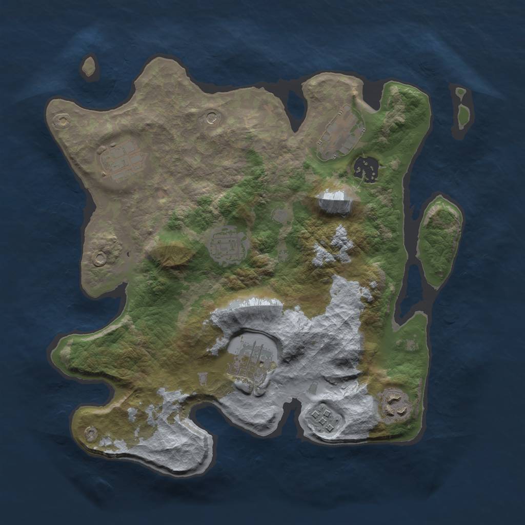 Rust Map: Barren, Size: 3000, Seed: 856743, 10 Monuments
