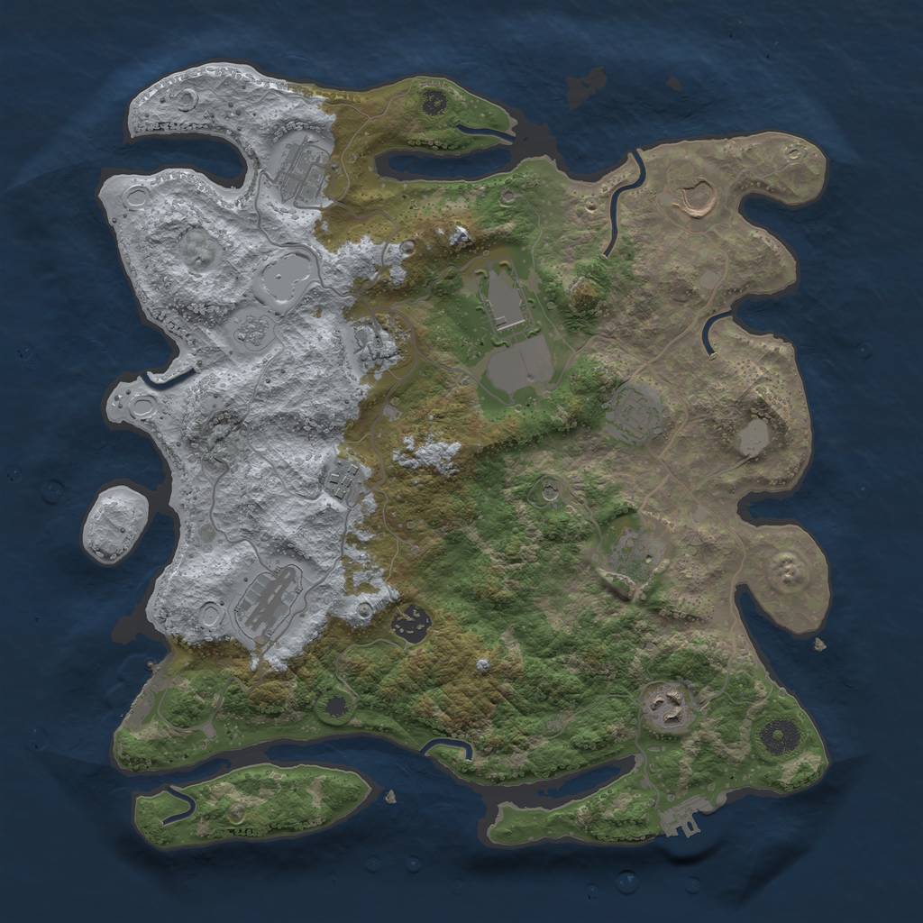 Rust Map: Procedural Map, Size: 3750, Seed: 6630193, 19 Monuments