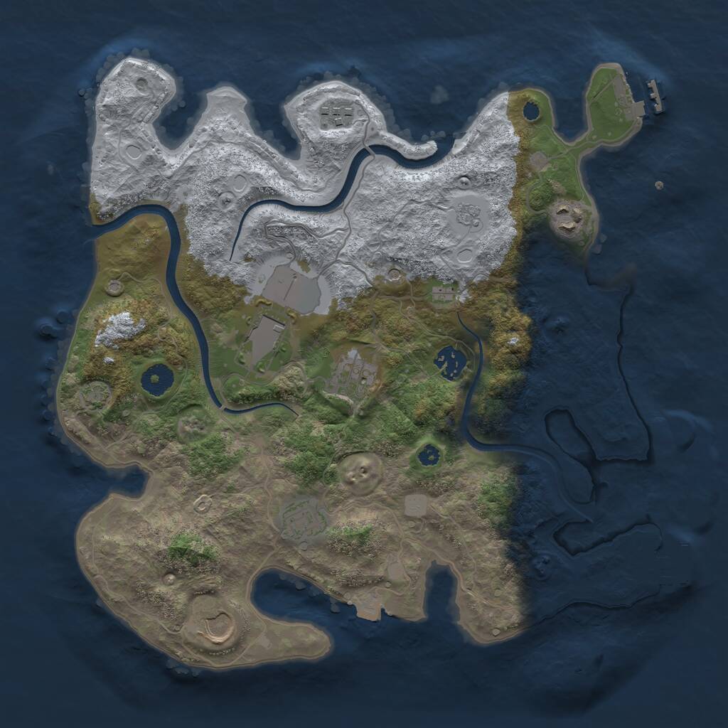 Rust Map: Procedural Map, Size: 3500, Seed: 91751559, 13 Monuments