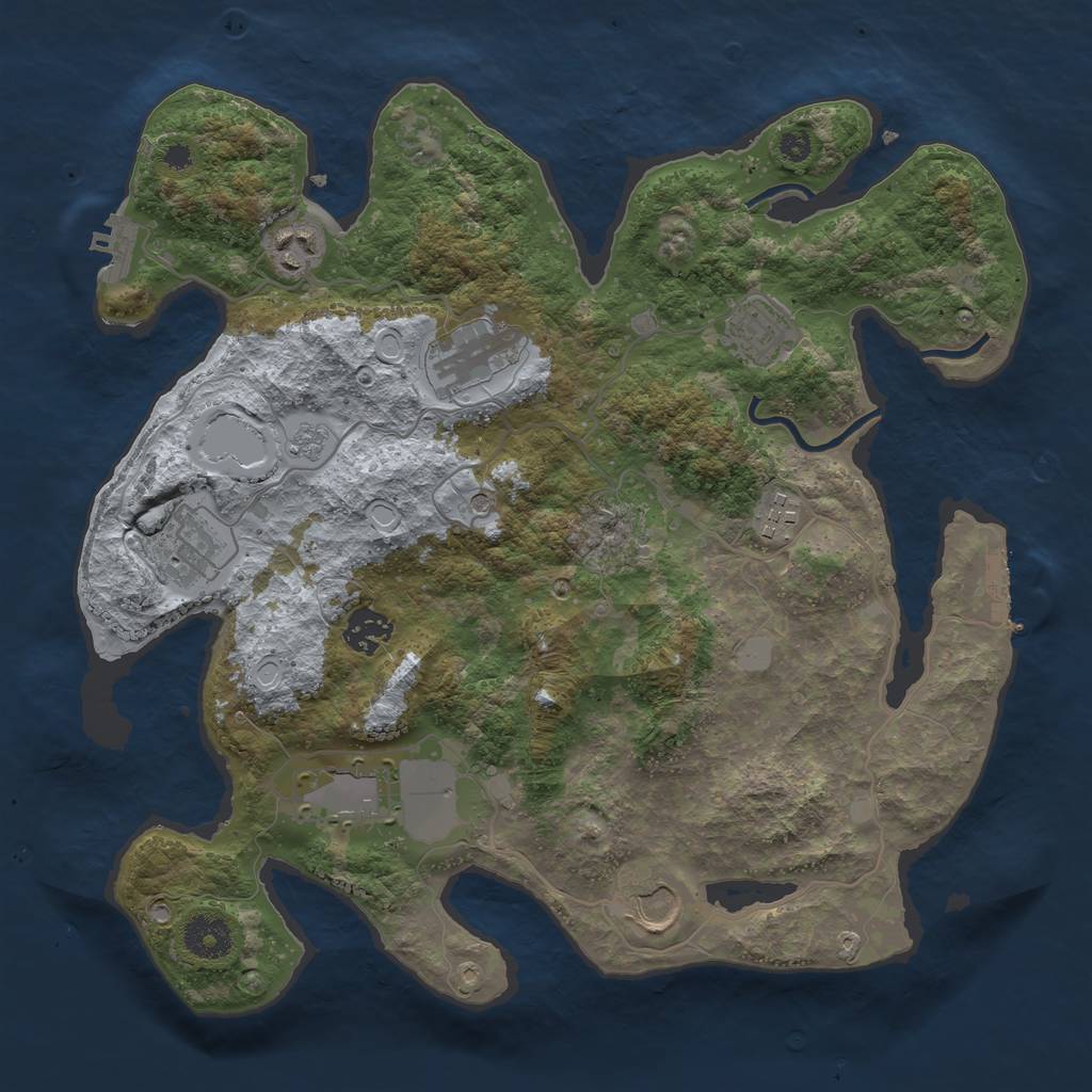Rust Map: Procedural Map, Size: 3525, Seed: 1943, 17 Monuments