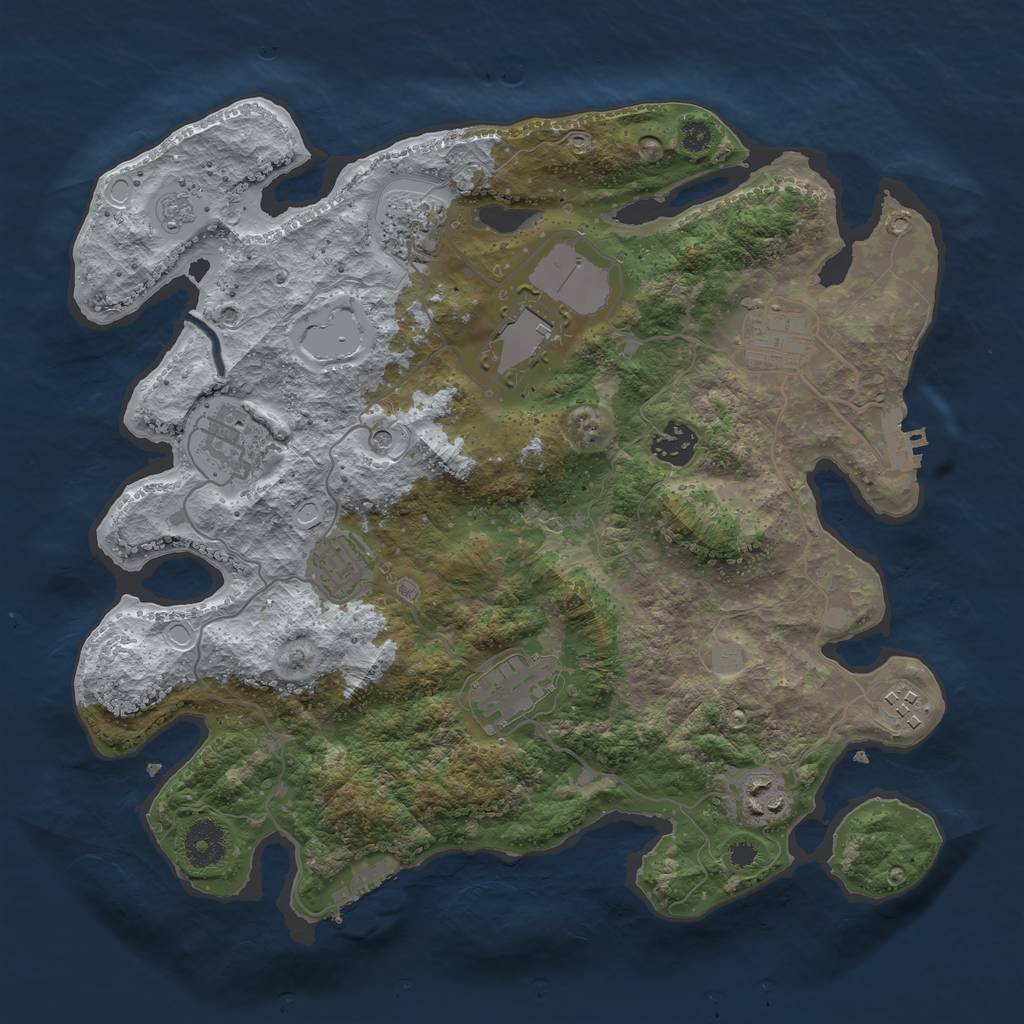 Rust Map: Procedural Map, Size: 3500, Seed: 937670036, 18 Monuments