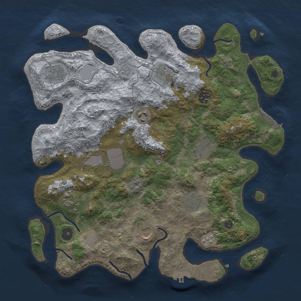 Rust Map: Procedural Map, Size: 3750, Seed: 626372997, 19 Monuments