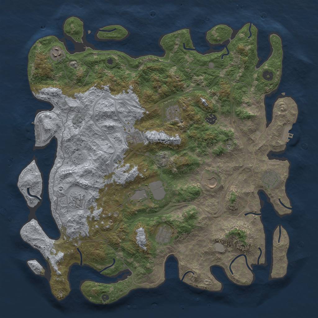 Rust Map: Procedural Map, Size: 4500, Seed: 612621345, 19 Monuments