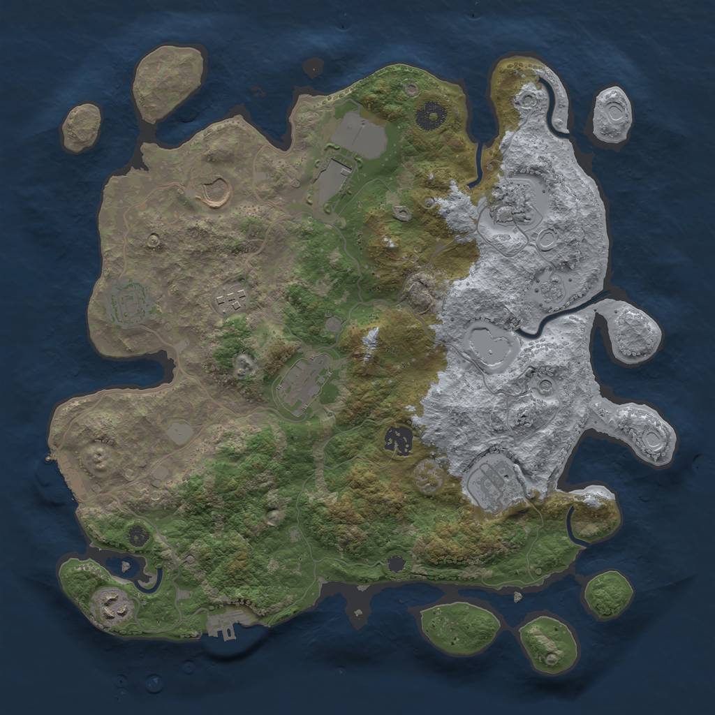 Rust Map: Procedural Map, Size: 3600, Seed: 80704, 18 Monuments
